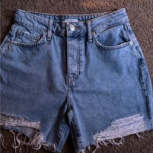 FOREVER 21 Blue Distressed High Waisted Shorts